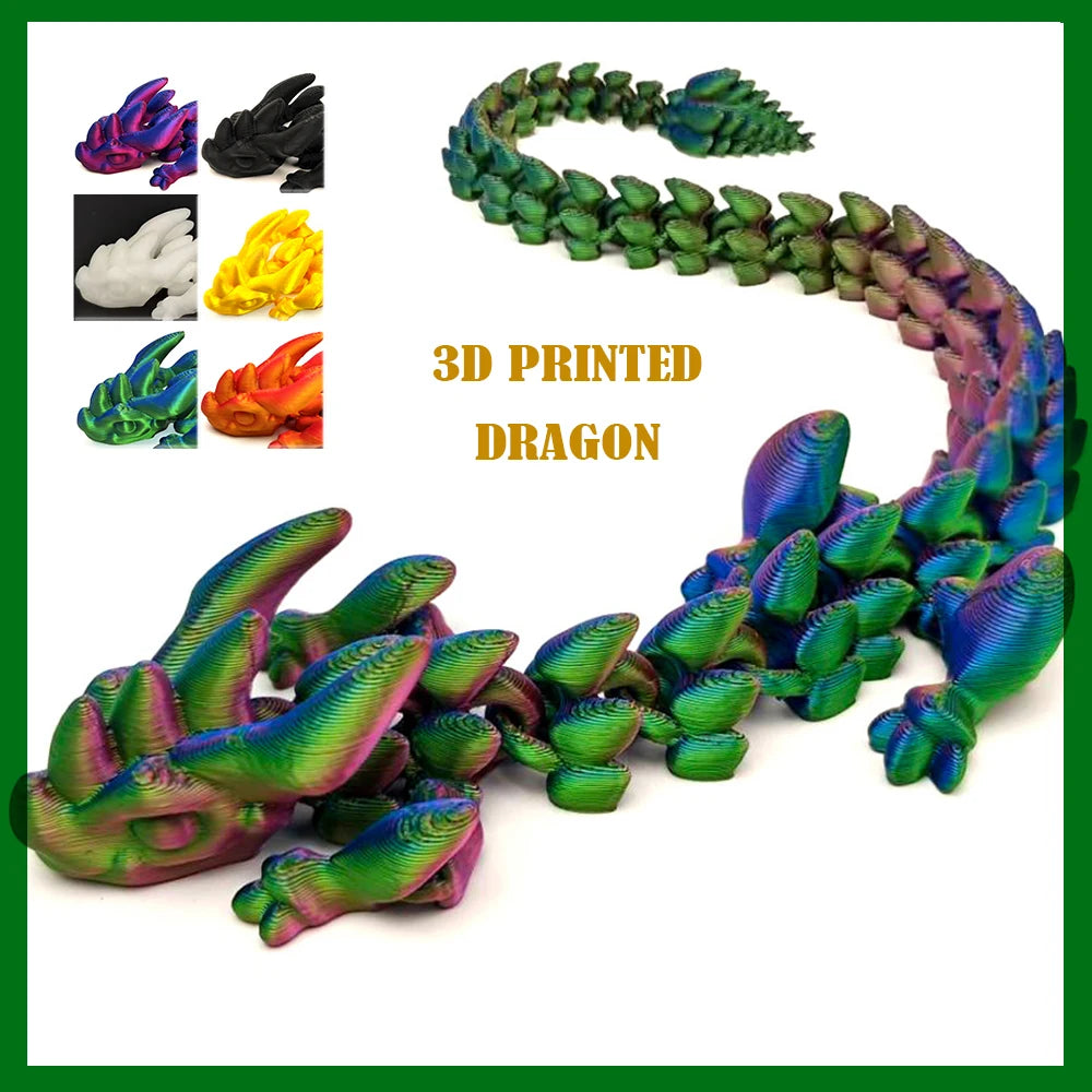 3D Printed Model Toys Dragon Multi-joint Ornament Kids Toys Realistic Animal Figures Decorations Relieving Desktop Boys Gifts