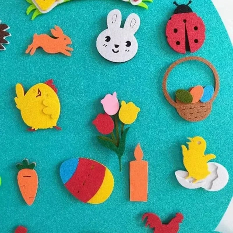 Diy Felt Bunny Creative Puzzle Wall Stickers Kids Tic Tac Toe Wall Sticker Toys Holiday Bunny Hanging Felt Easter Bunny