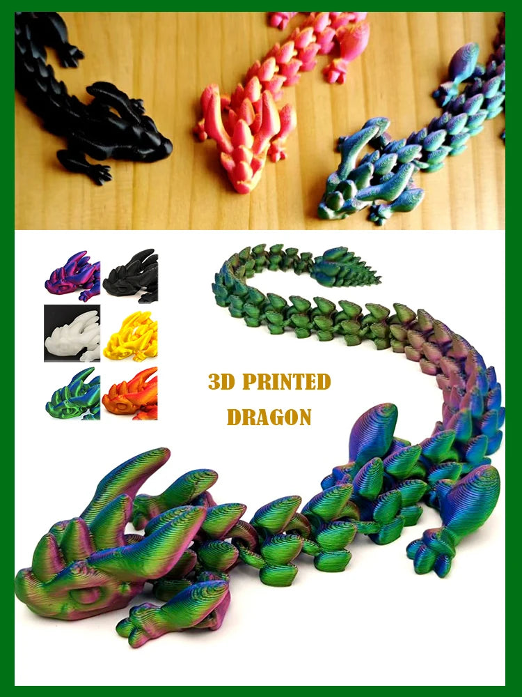 3D Printed Model Toys Dragon Multi-joint Ornament Kids Toys Realistic Animal Figures Decorations Relieving Desktop Boys Gifts