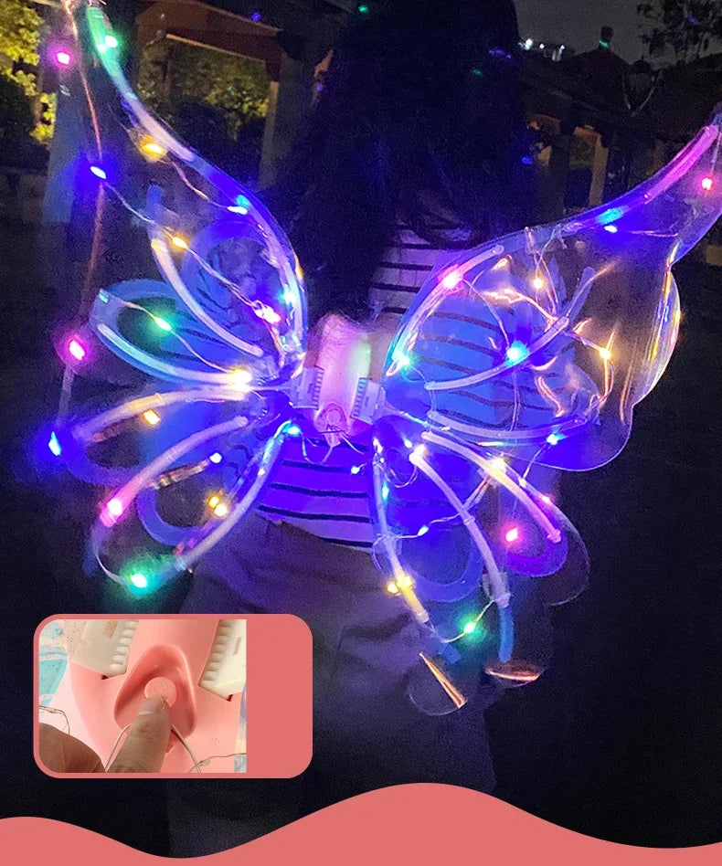 Funny Electric Flapping Elf Dragonfly Butterfly Wings Girls Bionic Toys Kids Boy Halloween Music Lighting Dinosaur Wing Children