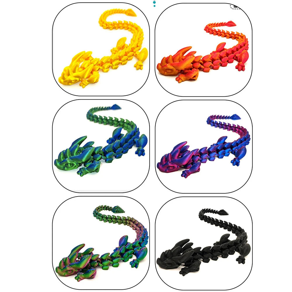 3D Printed Model Toys Dragon Multi-joint Ornament Kids Toys Realistic Animal Figures Decorations Relieving Desktop Boys Gifts